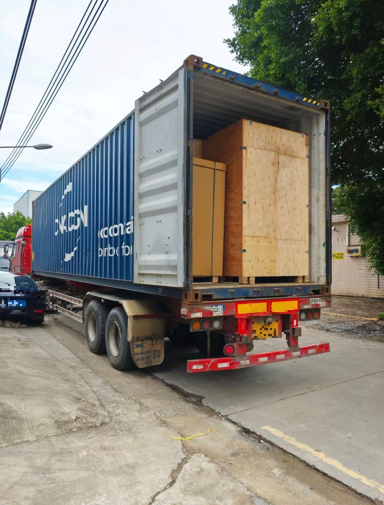 Shipping containers loaded with manufactured goods from China
